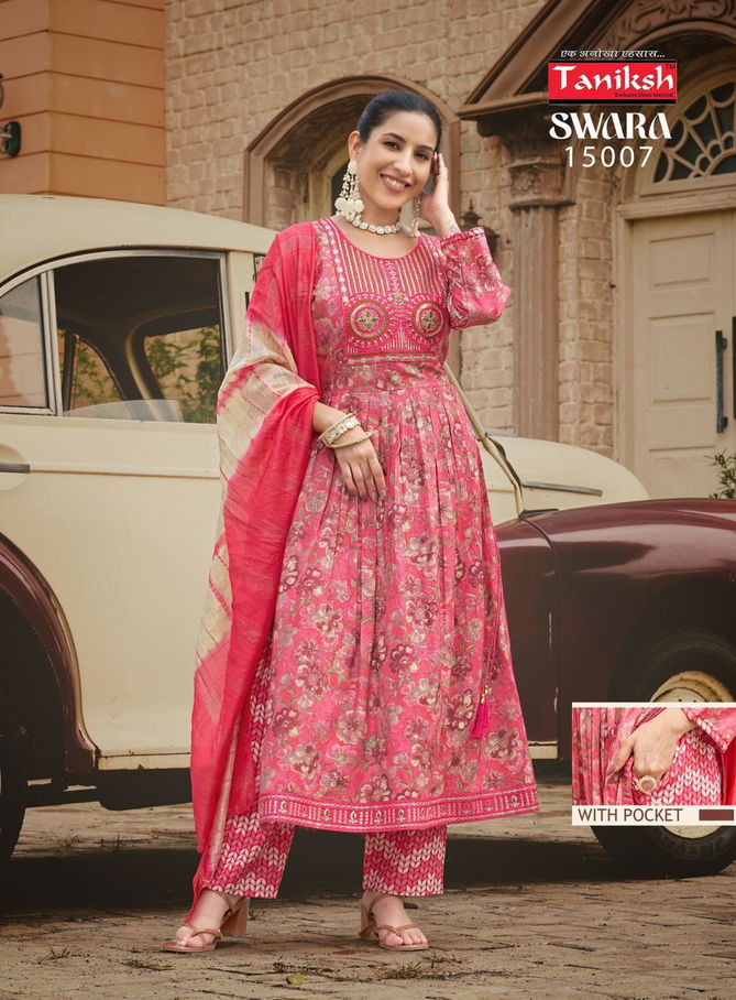 Swara Vol 15 By Taniksh Rayon Printed Kurti With Bottom Dupatta Wholesale Shop In Surat
